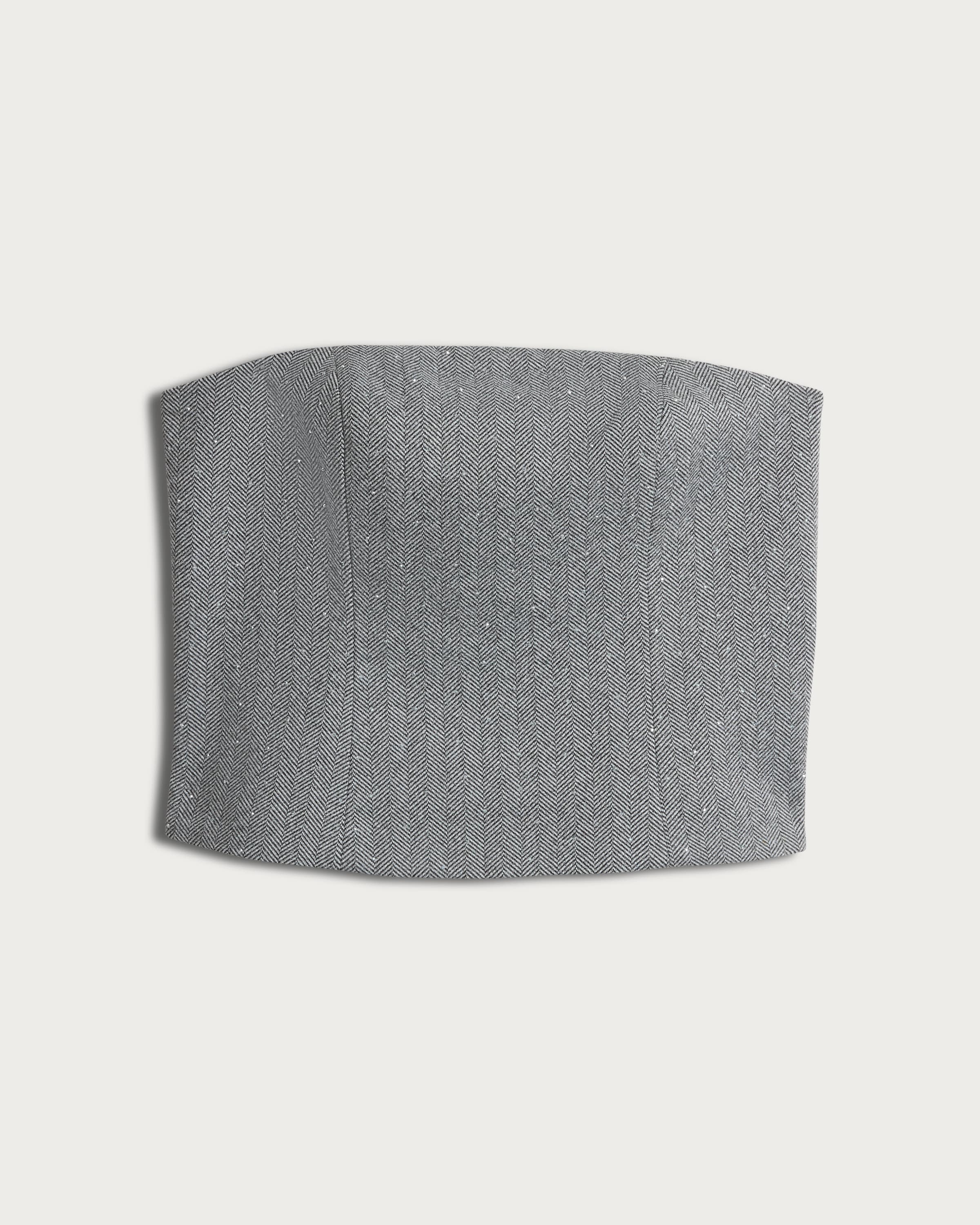 F&F Herringbone Bandeau Co-ord Top in Grey thumbnail 4