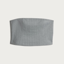 F&F Herringbone Bandeau Co-ord Top in Grey thumbnail 4