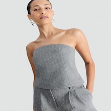F&F Herringbone Bandeau Co-ord Top in Grey