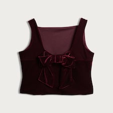 F&F Velvet Bow Detail Top in Burgundy thumbnail 4