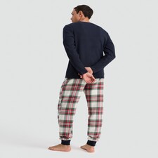 F&F Pure Cotton Henley Top and Bottoms Pyjama Set in Multi thumbnail 3