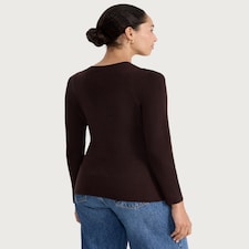 F&F Knitted Button Front Cardigan in Chocolate thumbnail 3