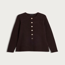 F&F Knitted Button Front Cardigan in Chocolate thumbnail 4