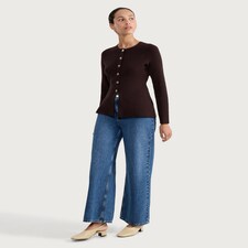 F&F Knitted Button Front Cardigan in Chocolate thumbnail 2