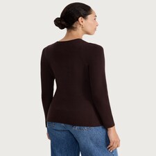 F&F Knitted Button Front Cardigan in Chocolate thumbnail 3