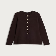 F&F Knitted Button Front Cardigan in Chocolate thumbnail 4