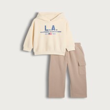 F&F Cotton Rich L.A. Slogan Hoodie and Joggers Set in Multi thumbnail 4