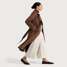 F&F Faux Suede Double Breasted Longline Trench Coat in Brown thumbnail 2