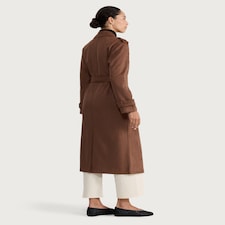 F&F Faux Suede Double Breasted Longline Trench Coat in Brown thumbnail 3