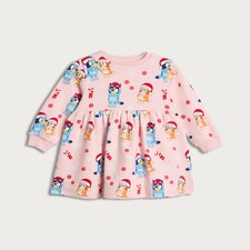 Bluey Christmas Print Sweat Dress in Pink thumbnail 4
