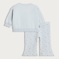 F&F Baby Cotton Rich Little and Loved Sweatshirt and Leggings Set in Blue thumbnail 2