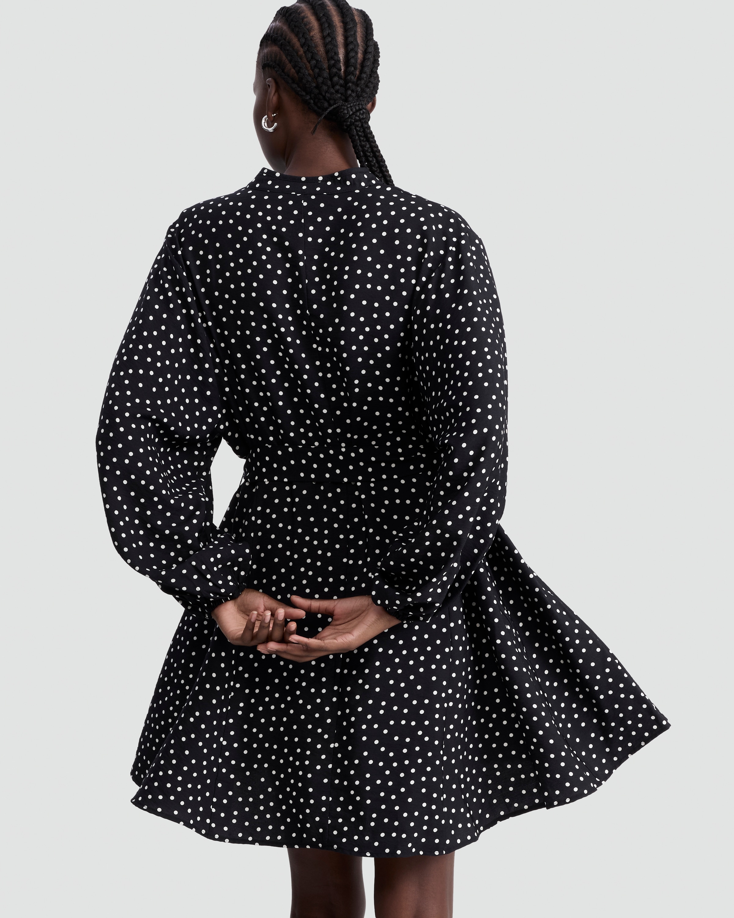 F&F Polka Dot Tie Waist Dress in Multi Black White thumbnail 3