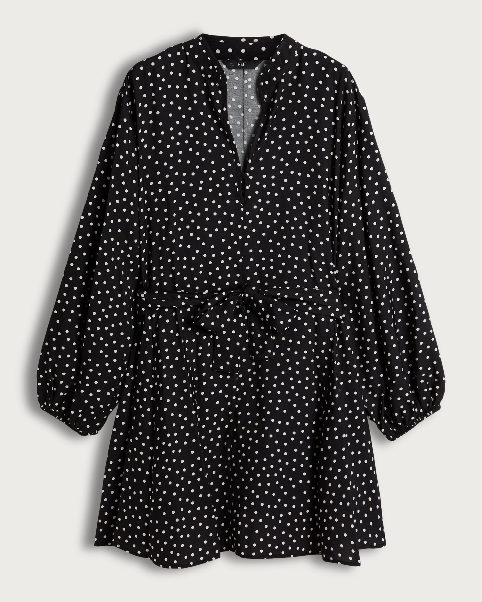 F&F Polka Dot Tie Waist Dress in Multi Black White thumbnail 4