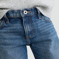 F&F Girls Pure Cotton Embellished Wide Leg Jeans in Dark Blue thumbnail 2