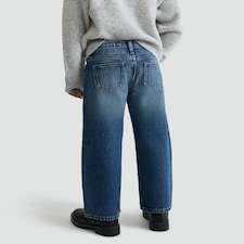 F&F Girls Pure Cotton Embellished Wide Leg Jeans in Dark Blue thumbnail 3