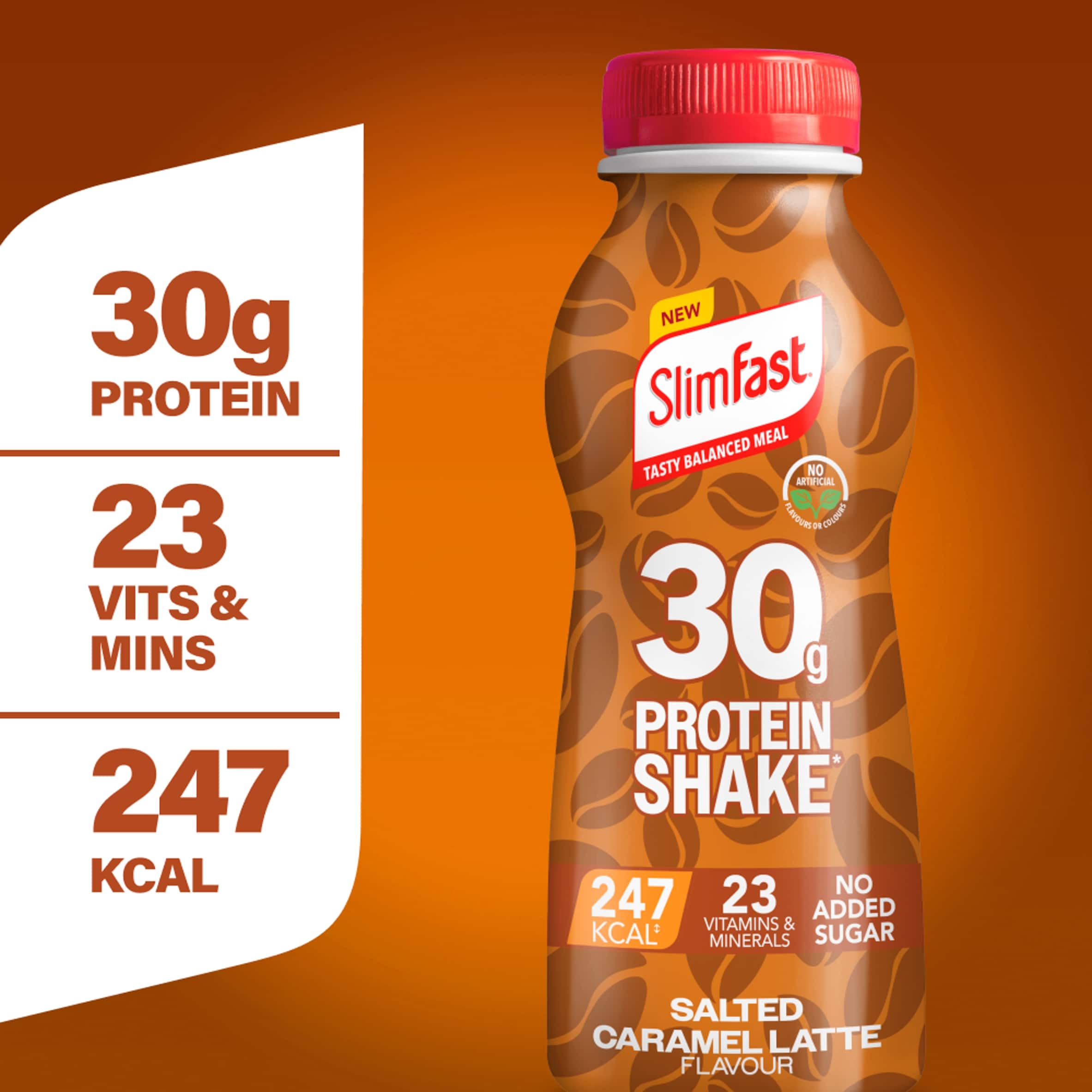 SlimFast Salted Caramel Latte 30g Protein Shake Multipack - 4 x 325ml  thumbnail 2