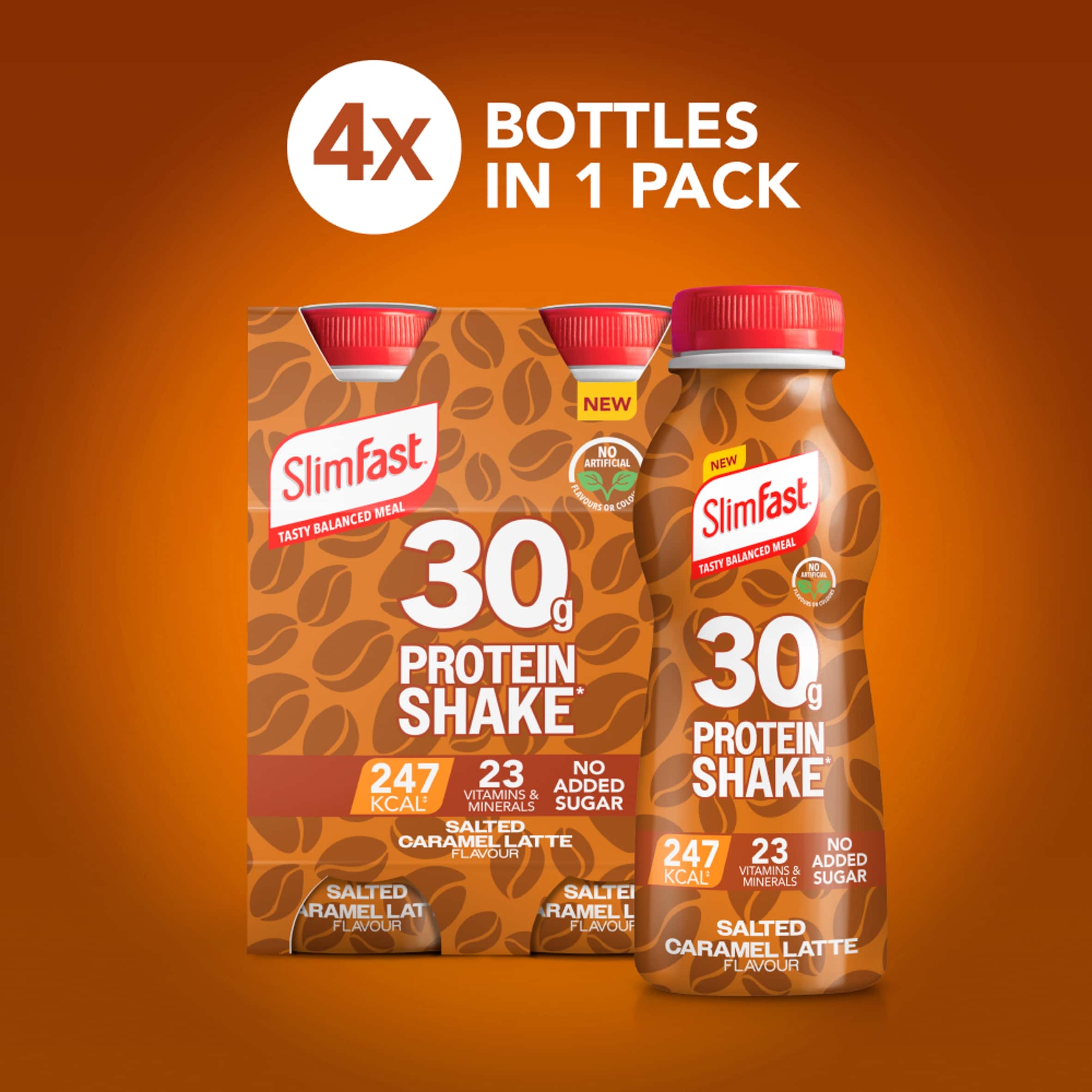 SlimFast Salted Caramel Latte 30g Protein Shake Multipack - 4 x 325ml  thumbnail 4