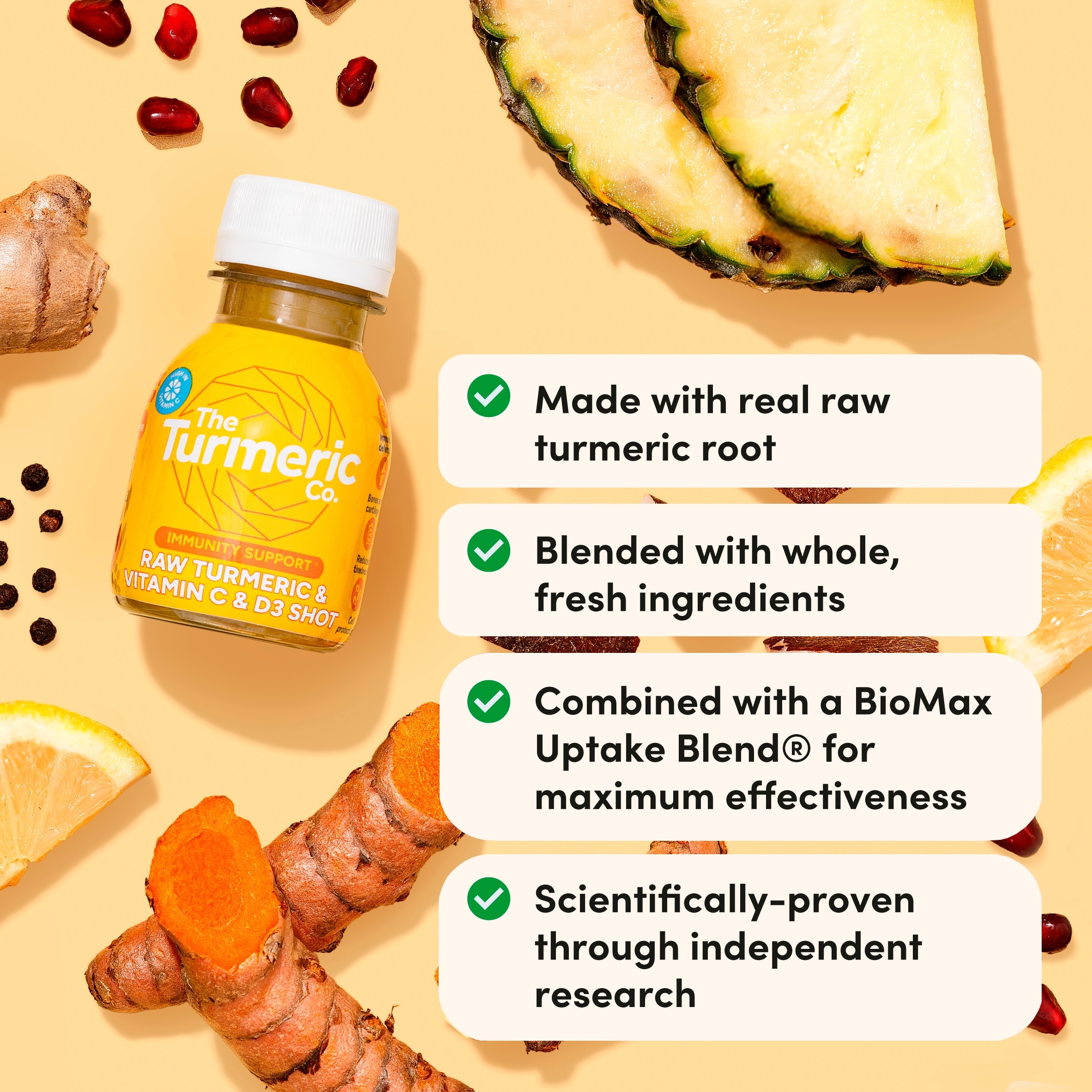 The Turmeric Co Raw Turmeric Vitamin C&D3 60ml 3 x multipack thumbnail 3