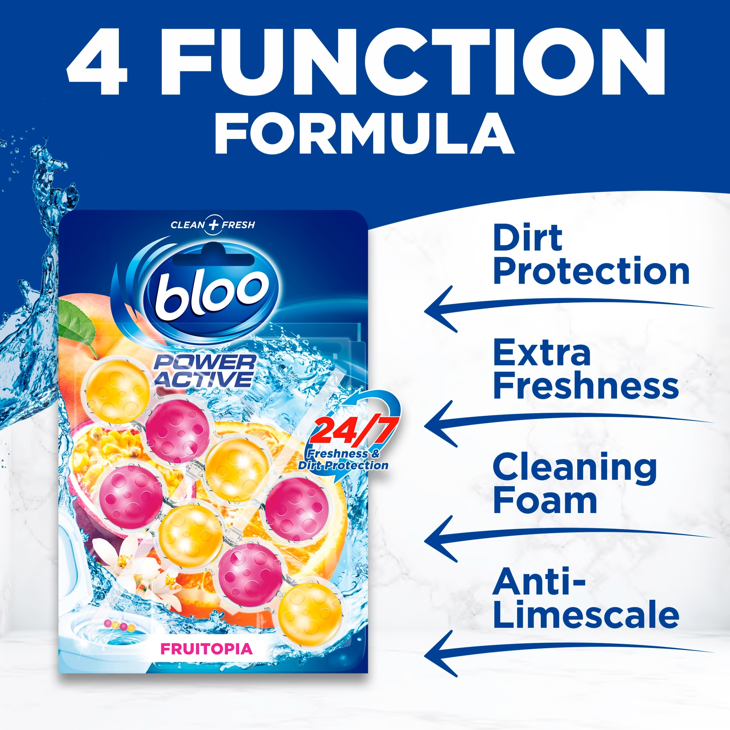Bloo Power Active Fruitopia Toilet Rim Block Twin 2x50g thumbnail 2