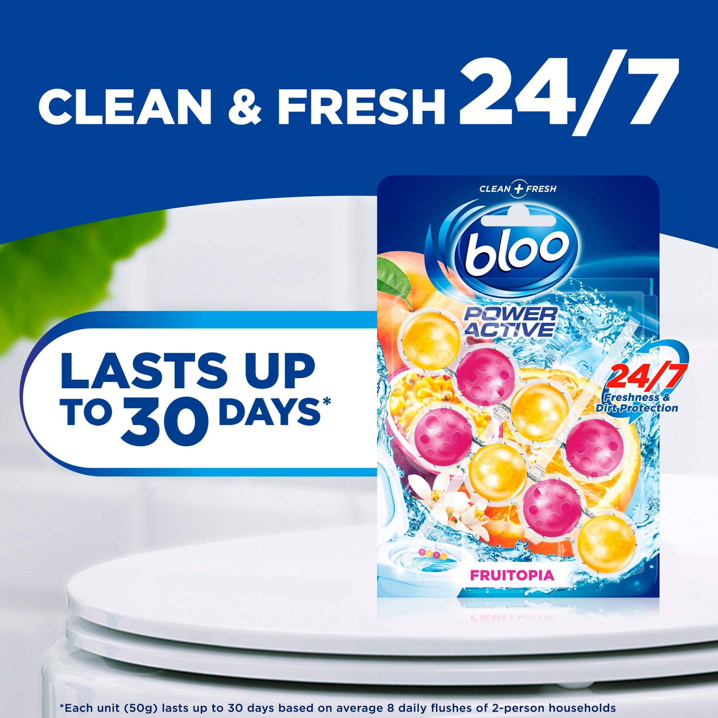 Bloo Power Active Fruitopia Toilet Rim Block Twin 2x50g thumbnail 5