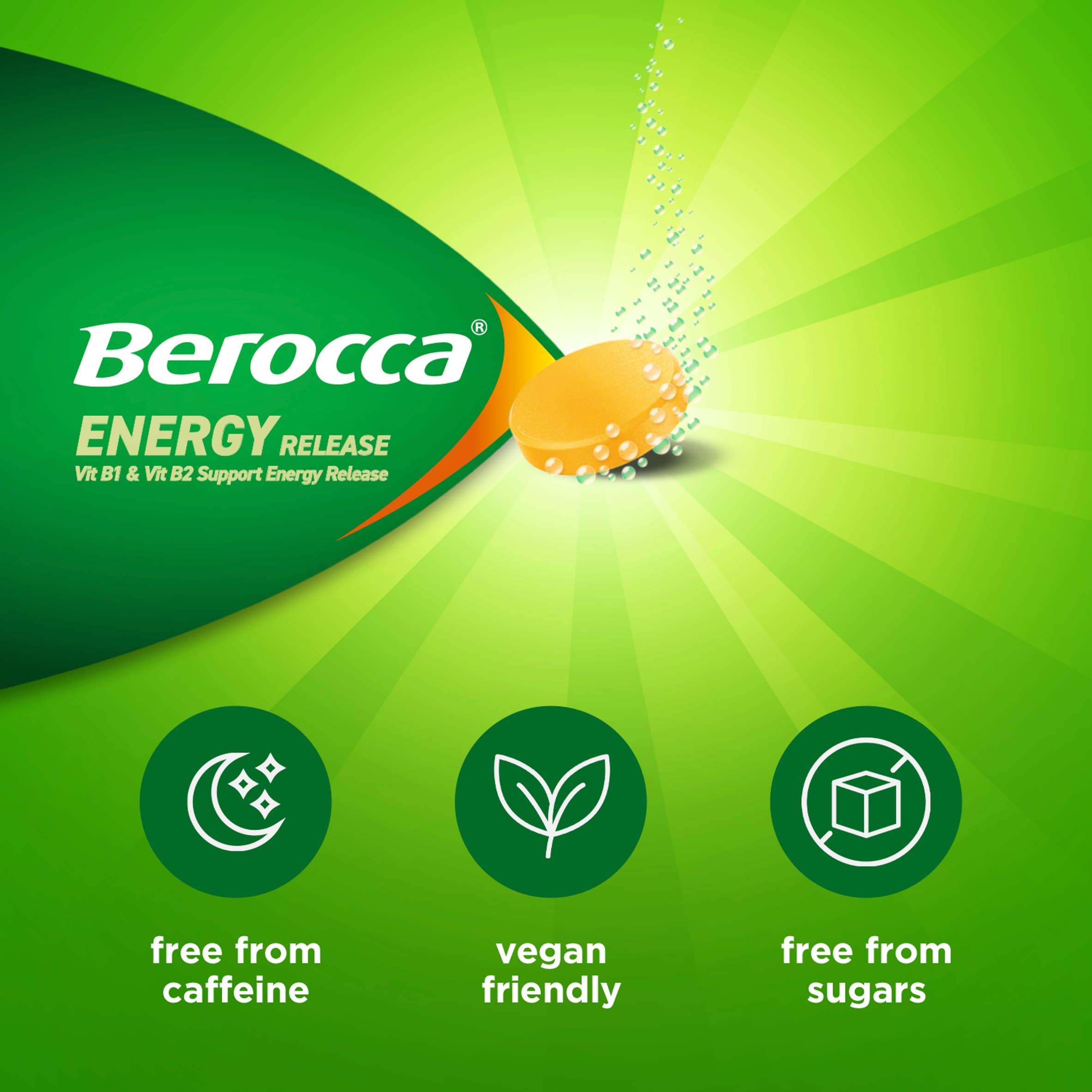Berocca Energy Release Natural Orange Flavour Sugar Free 15 Effervescent Tablets thumbnail 5