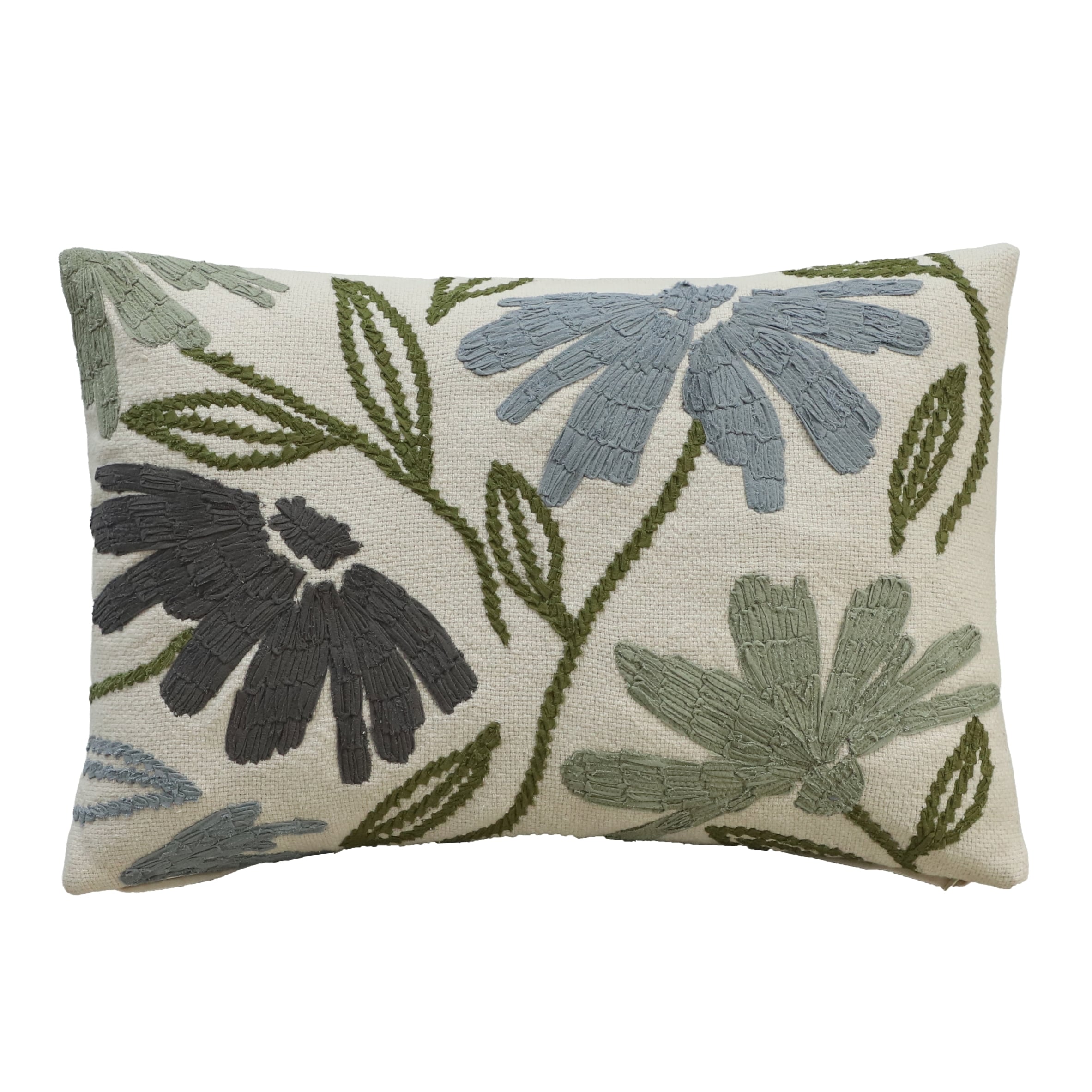 F&F Home Blue Floral Stitched Rectangle Cushion 40x60cm