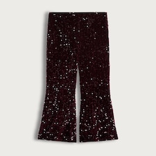 The F&F Edit Sequin Flared Trousers in Burgundy thumbnail 5