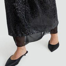 The F&F Edit Organza Trim Sequin Embellished Co-ord Midi Skirt in Black thumbnail 2