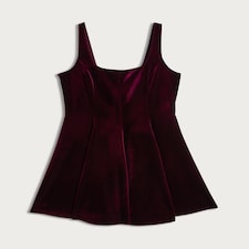 F&F Velvet Sleeveless Skater Dress in Burgundy thumbnail 4