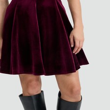 F&F Velvet Sleeveless Skater Dress in Burgundy thumbnail 2