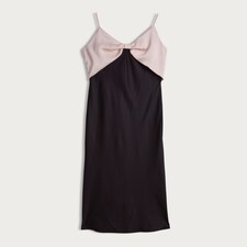 The F&F Edit Satin Bow Detail Strappy Slip Dress in Black thumbnail 4