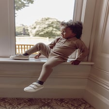 F&F x Samantha Faiers 2-Piece Knitted Polo Shirt and Leggings Set in Brown thumbnail 2