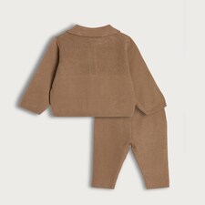 F&F x Samantha Faiers 2-Piece Knitted Polo Shirt and Leggings Set in Brown thumbnail 3