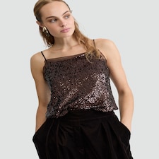 The F&F Edit Organza Trim Sequin Embellished Co-ord Camisole in Brown