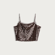 The F&F Edit Organza Trim Sequin Embellished Co-ord Camisole in Brown thumbnail 4