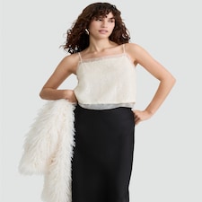 The F&F Edit Organza Trim Sequin Embellished Co-ord Camisole in Cream