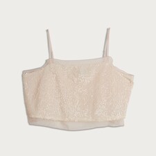 The F&F Edit Organza Trim Sequin Embellished Co-ord Camisole in Cream thumbnail 4