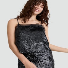 The F&F Edit Organza Trim Sequin Embellished Co-ord Camisole in Black