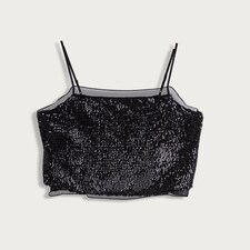 The F&F Edit Organza Trim Sequin Embellished Co-ord Camisole in Black thumbnail 4