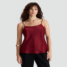 F&F Faux Satin Strappy Cami Top in Red