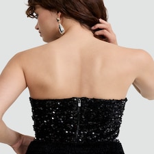 The F&F Edit Sequin Embellished Bandeau Bodysuit in Black thumbnail 4