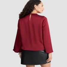 F&F Satin Draped Cowl Neck Blouse in Red thumbnail 3