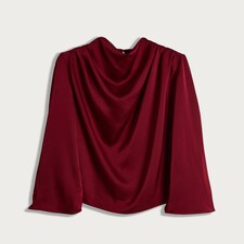 F&F Satin Draped Cowl Neck Blouse in Red thumbnail 4