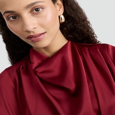 F&F Satin Draped Cowl Neck Blouse in Red thumbnail 2