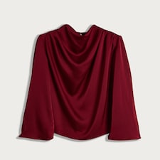 F&F Satin Draped Cowl Neck Blouse in Red thumbnail 4