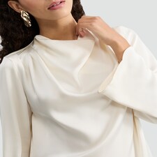 F&F Satin Cowl Neck Blouse in Ivory thumbnail 2