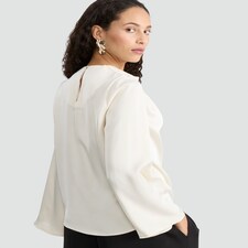 F&F Satin Cowl Neck Blouse in Ivory thumbnail 3