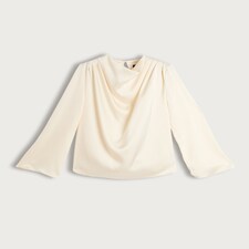 F&F Satin Cowl Neck Blouse in Ivory thumbnail 4