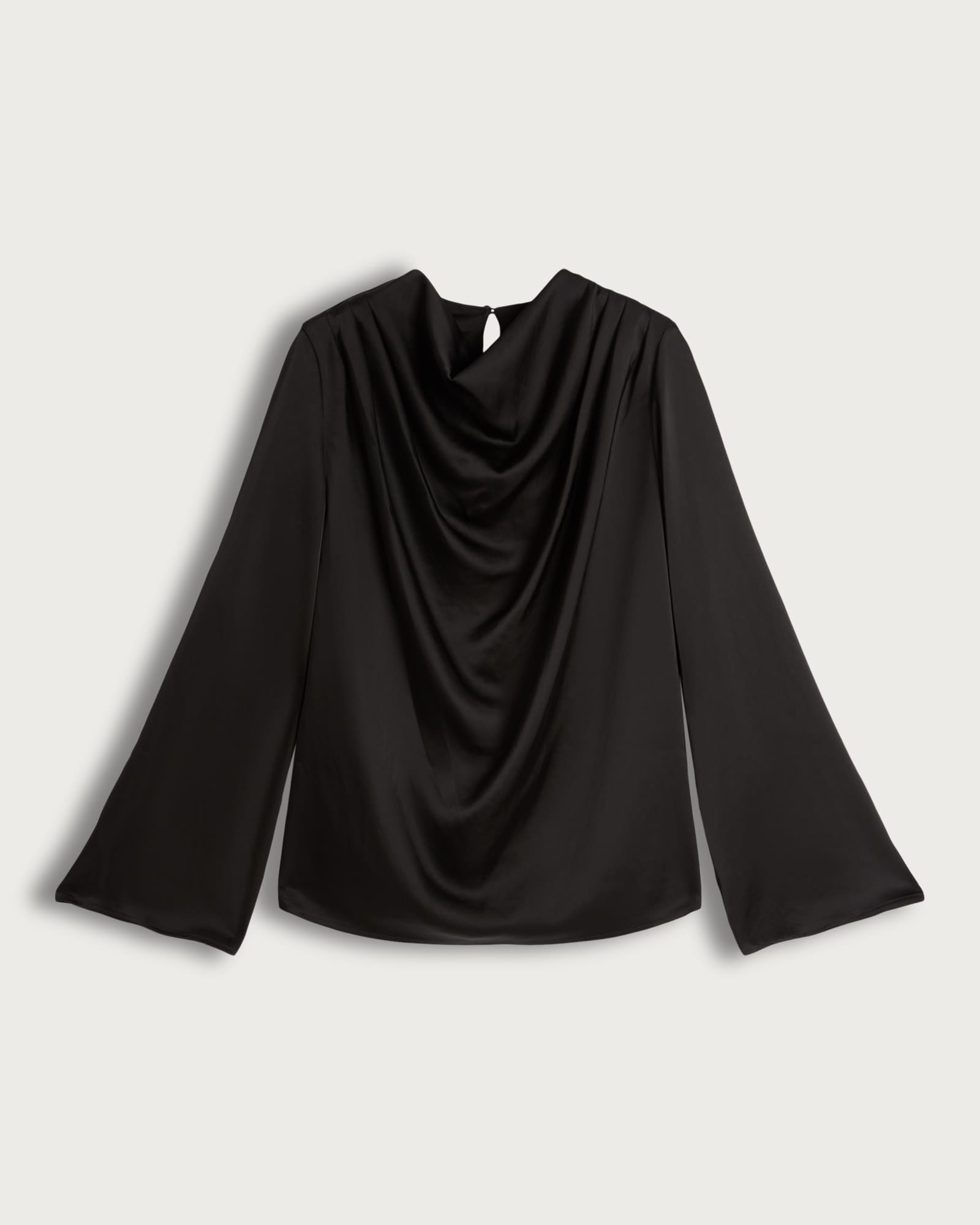F&F Satin Cowl Neck Long Sleeved Blouse in Black thumbnail 4