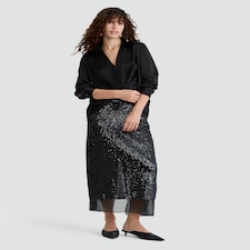 F&F Satin Twist Front Long Sleeved Blouse in Black